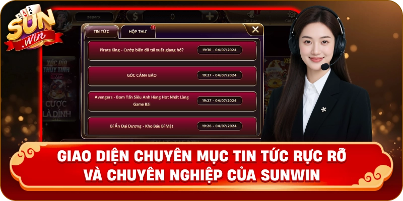Giao diện chuyên mục tin tức rực rỡ và chuyên nghiệp của Sunwin